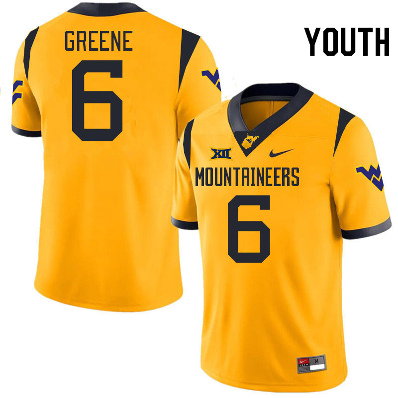 Youth #6 Garrett Greene West Virginia Mountaineers College 2024 New Uniforms Football Jerseys Stitch